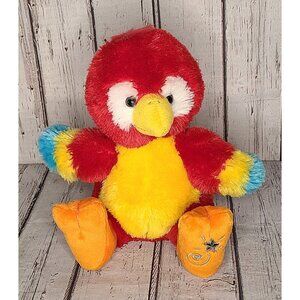 12" Vintage Shining Stars Russ Berrie Red Macaw Parrot Bird Plush Stuffed Animal